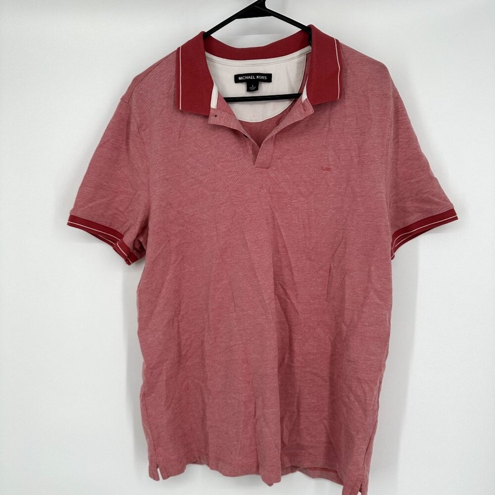 Michael Kors Shirt Men's Size L Polo Red Short Sleeve